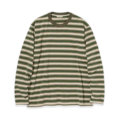 AURALEE Gradient Stripe Jersey L/S Tee "Fade Brown Stripe"