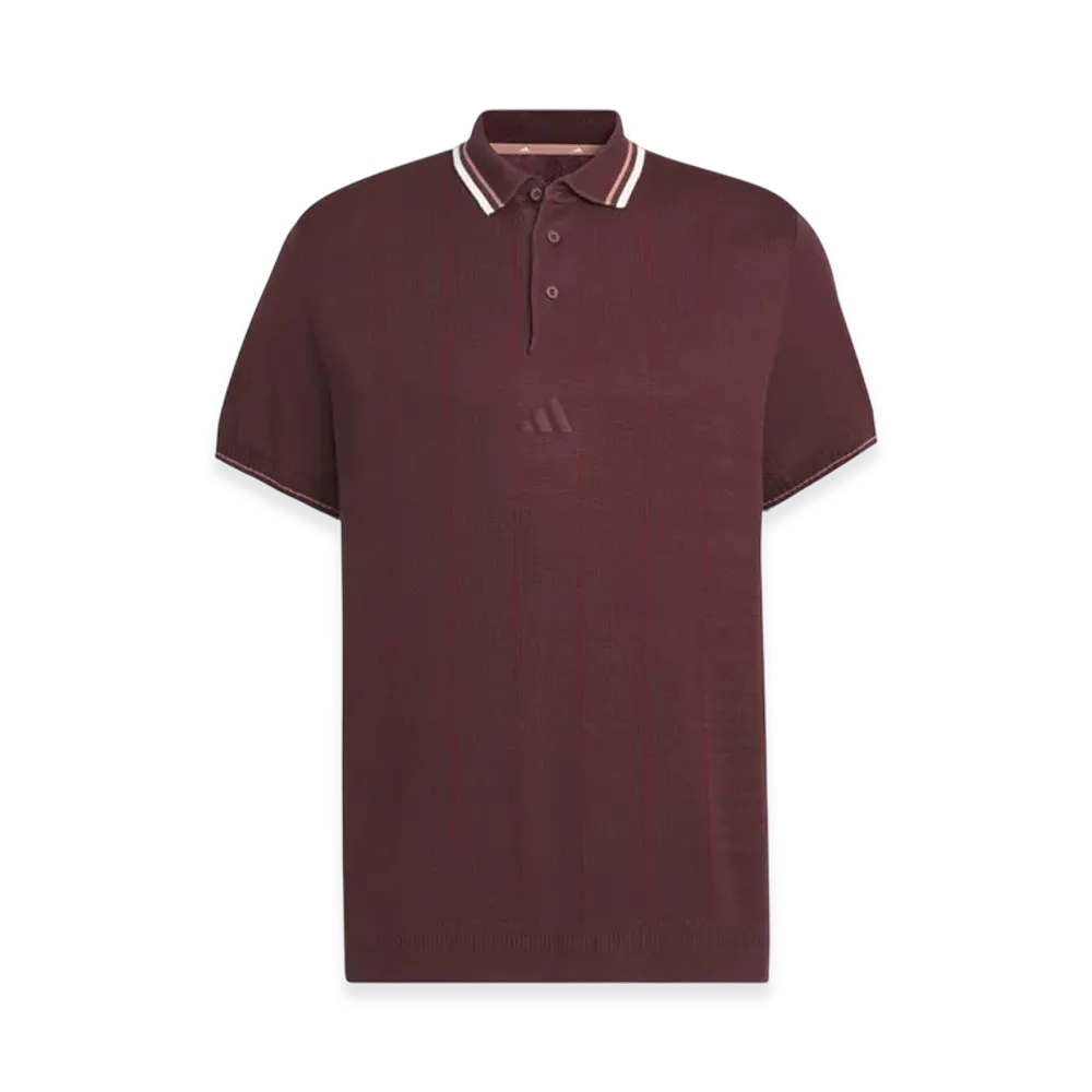 adidas Golf Beyond The Course Loose Fit Knit Short-Sleeve Polo "Aurora Ruby"