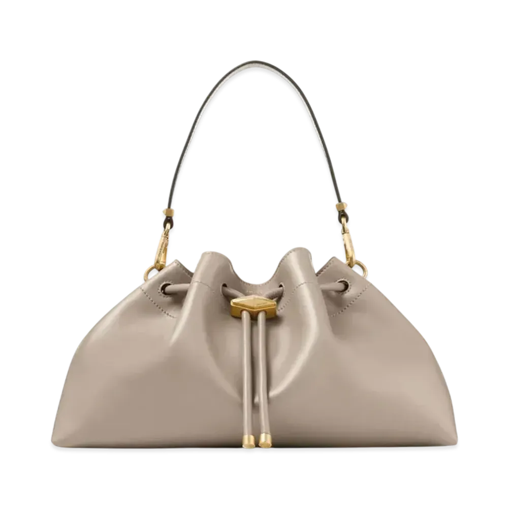 Jimmy Choo Cinch M Calf Leather Bag "Taupe/Gold"