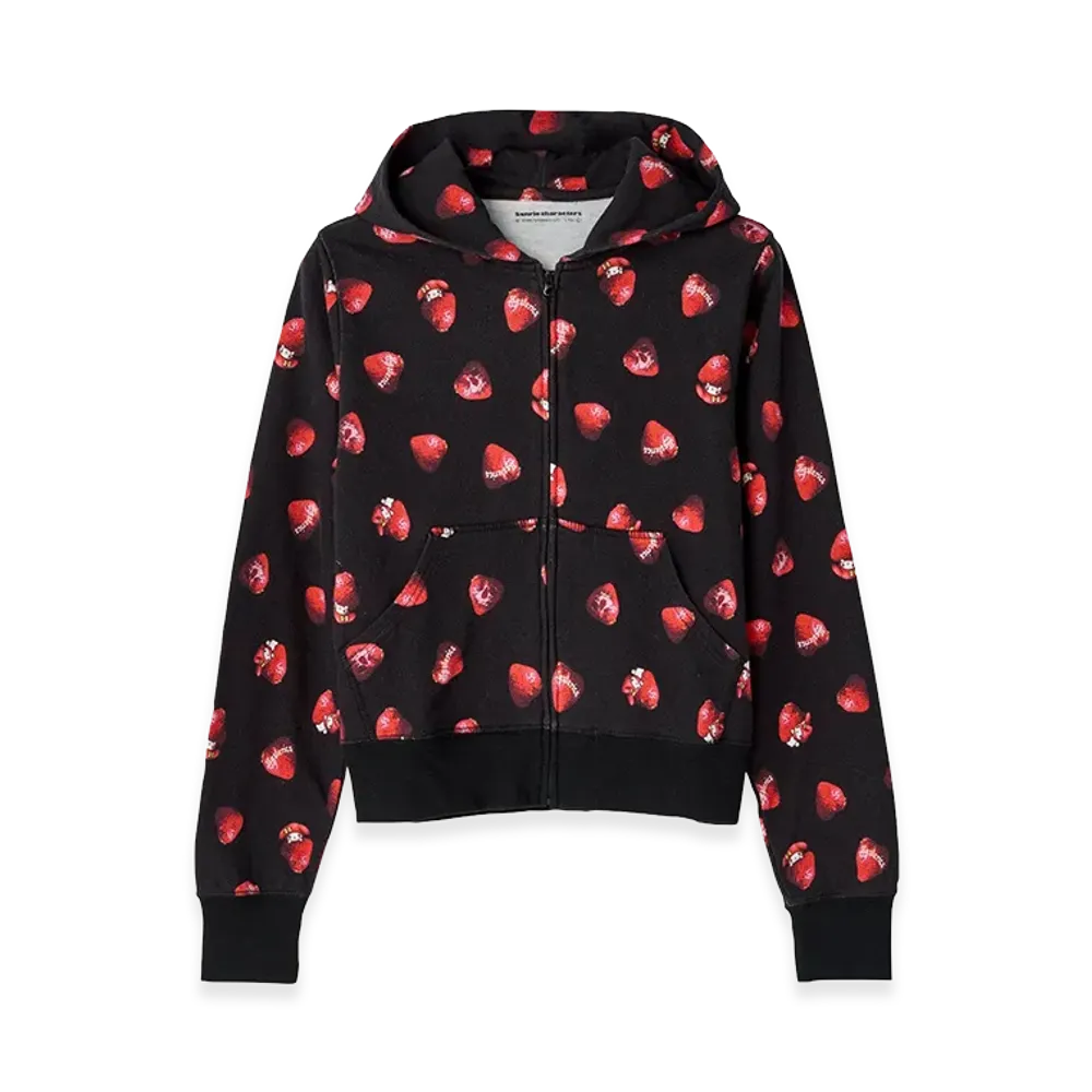 HYSTERIC GLAMOUR Women's My Strawberry Pattern Hoodie "Other Black"