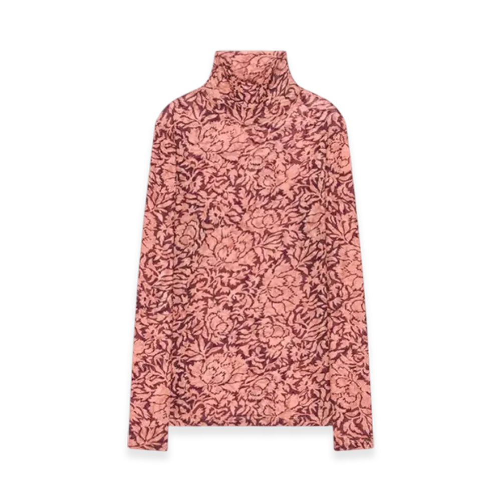 DRIES VAN NOTEN Women's Printed Turtleneck Tee "Peach"