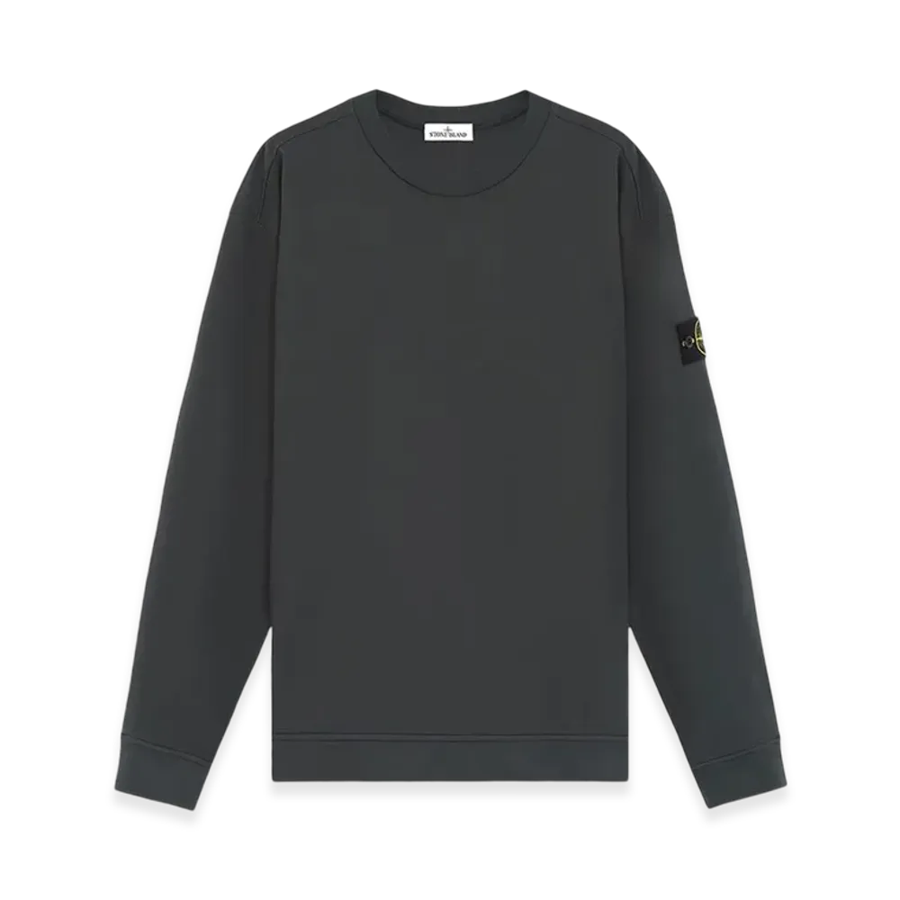 Stone Island 63750 Heavy Cotton Jersey Crewneck Sweatshirt with Ribbed Details - 24FW "Lead Grey"
