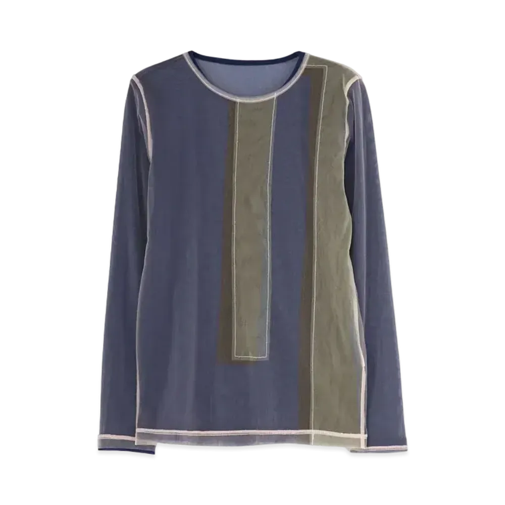Yohji Yamamoto Y's POLYESTER TULLE PARTIAL FOURFOLD 2 SET LONG SLEEVE T "Pink"