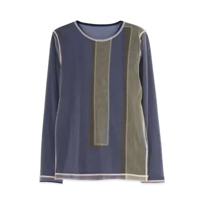 Yohji Yamamoto Y's POLYESTER TULLE PARTIAL FOURFOLD 2 SET LONG SLEEVE T "Pink"