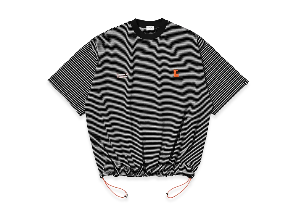 CLESSTE C×Concept Striped S/S T-Shirt With Drawstrings "Black/White"