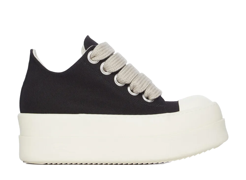 Rick Owens DRKSHDW SS26 Mega Bumper Jumbolace Low Sneaks 13oz Overdyed Denim "Black/Milk"