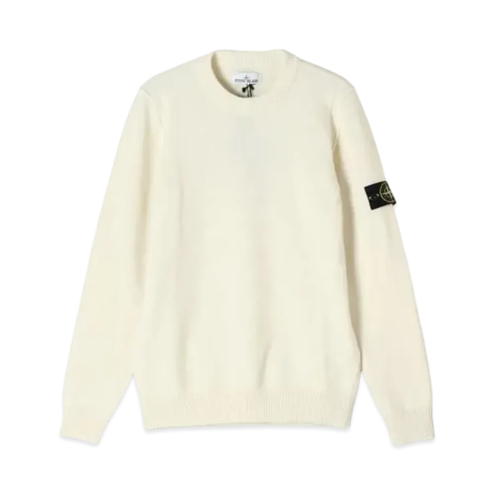Stone Island Crew Neck Lambswool Knit Sweater "White" 8115508A3