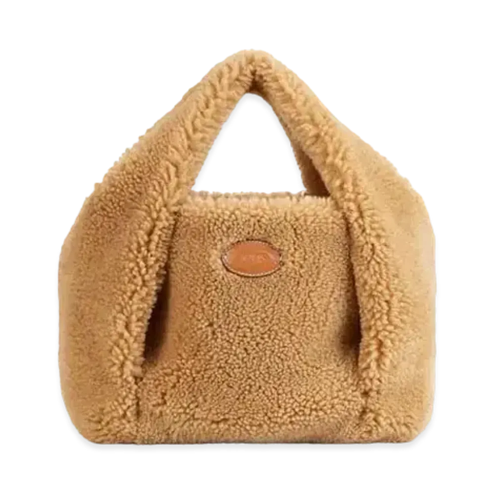 TOD'S Shirt Shopping Bag In Sheepskin Mini "Brown"