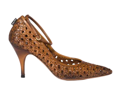 MIU MIU Women's Woven Leather Pumps "Cognac Brown"