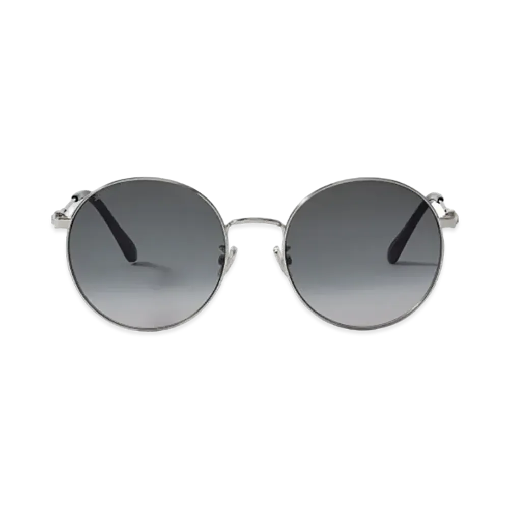 Jimmy Choo Kat Palladium Round Frame Sunglasses With Swarovski Crystals