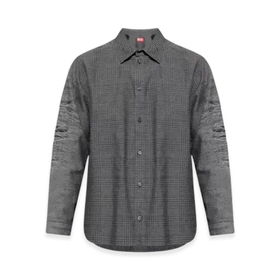 Diesel S-Olov Checked shirt with distressed sleeves "Grey"