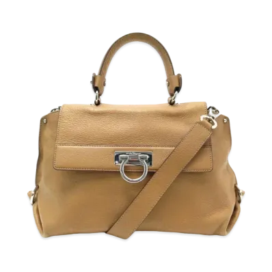 Salvatore Ferragamo Sofia Gancini Leather 2WAY Bag "Brown"