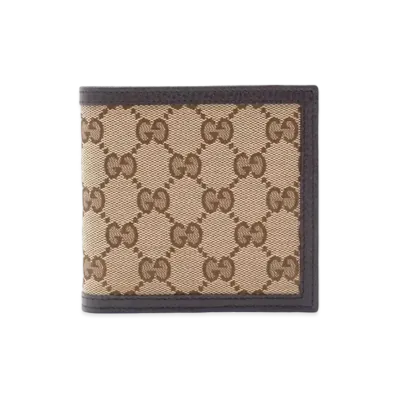 GUCCI GG Canvas Bi-fold Wallet "Beige/Brown"