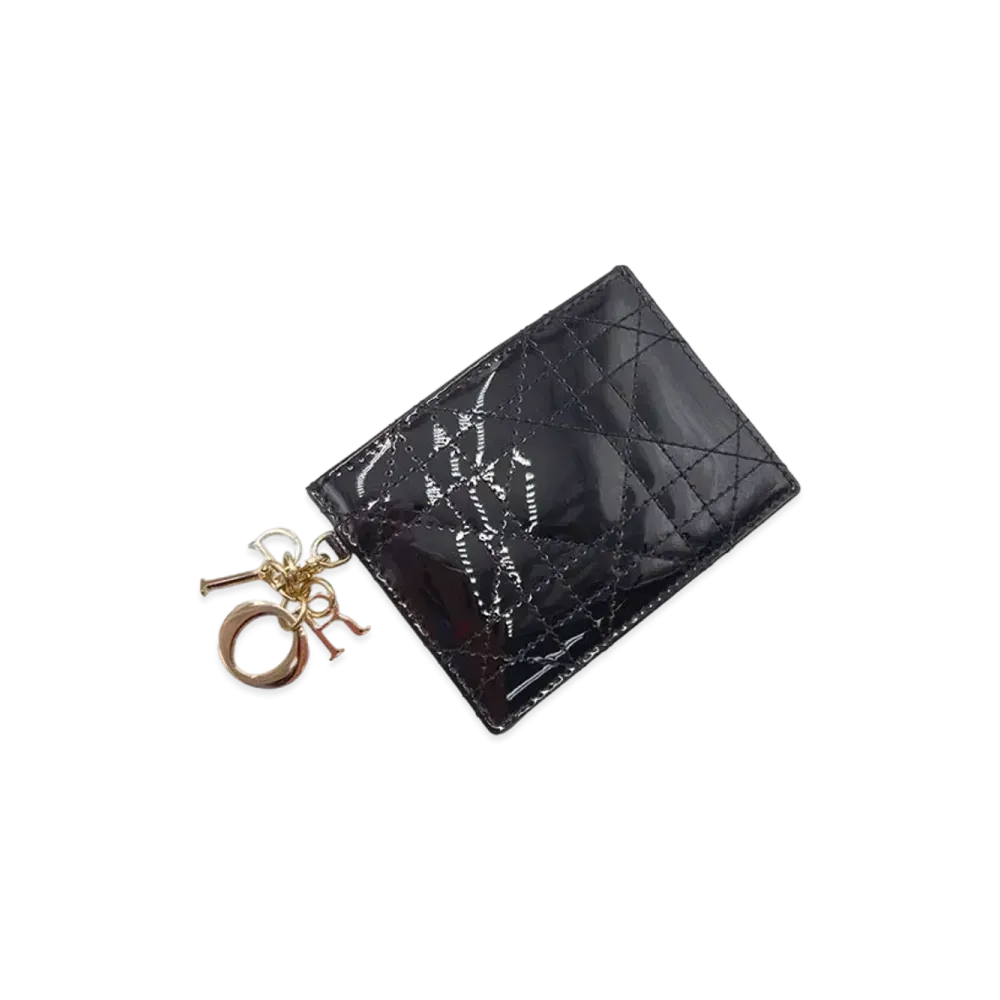 Dior Lady Dior Cannage Patent Curf Pickup Case "Black"