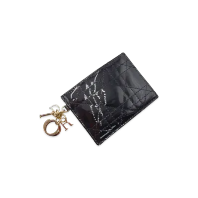 Dior Lady Dior Cannage Patent Curf Pickup Case "Black"