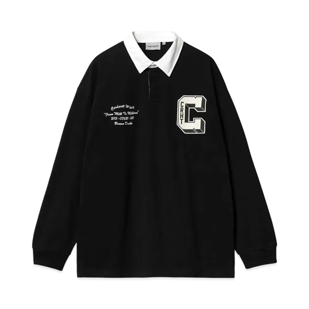 Carhartt WIP Long Sleeve Brown Ducks Rugby Shirt "Black/White"