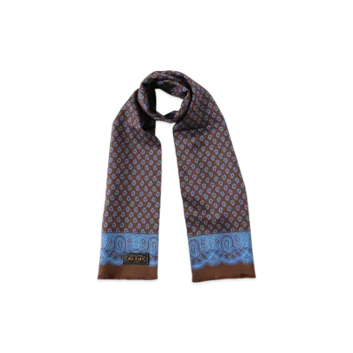 BEAMS Silk Stole Geometric Print "Brown"