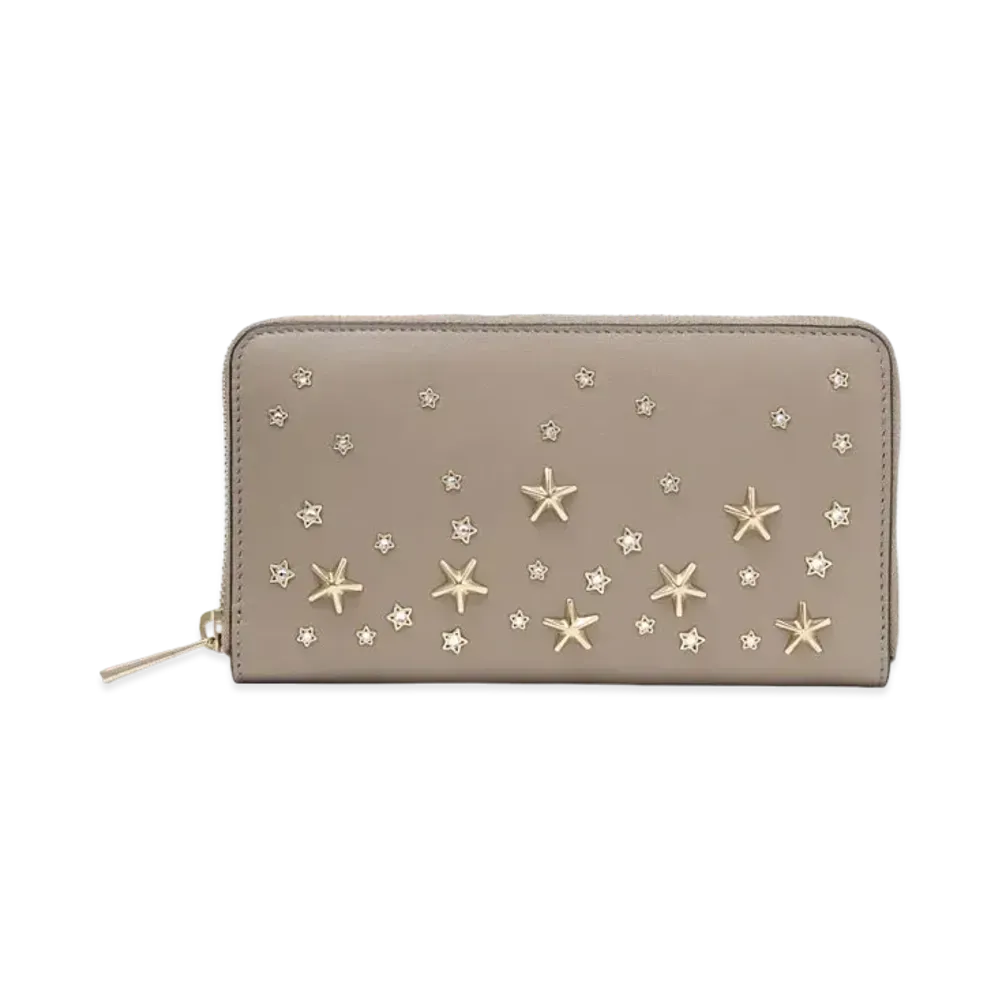 Jimmy Choo Pippa Leather Wallet "Taupe/Light Gold"