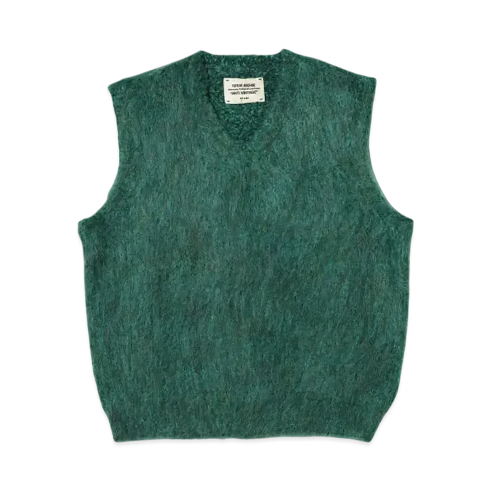 BEAMS FUTURE ARCHIVE Shaggy Knit Vest "Green"