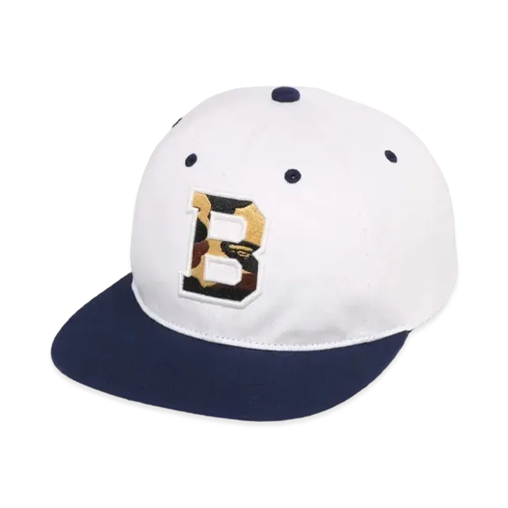 A BATHING APE Color Block Snap Back Cap "White"