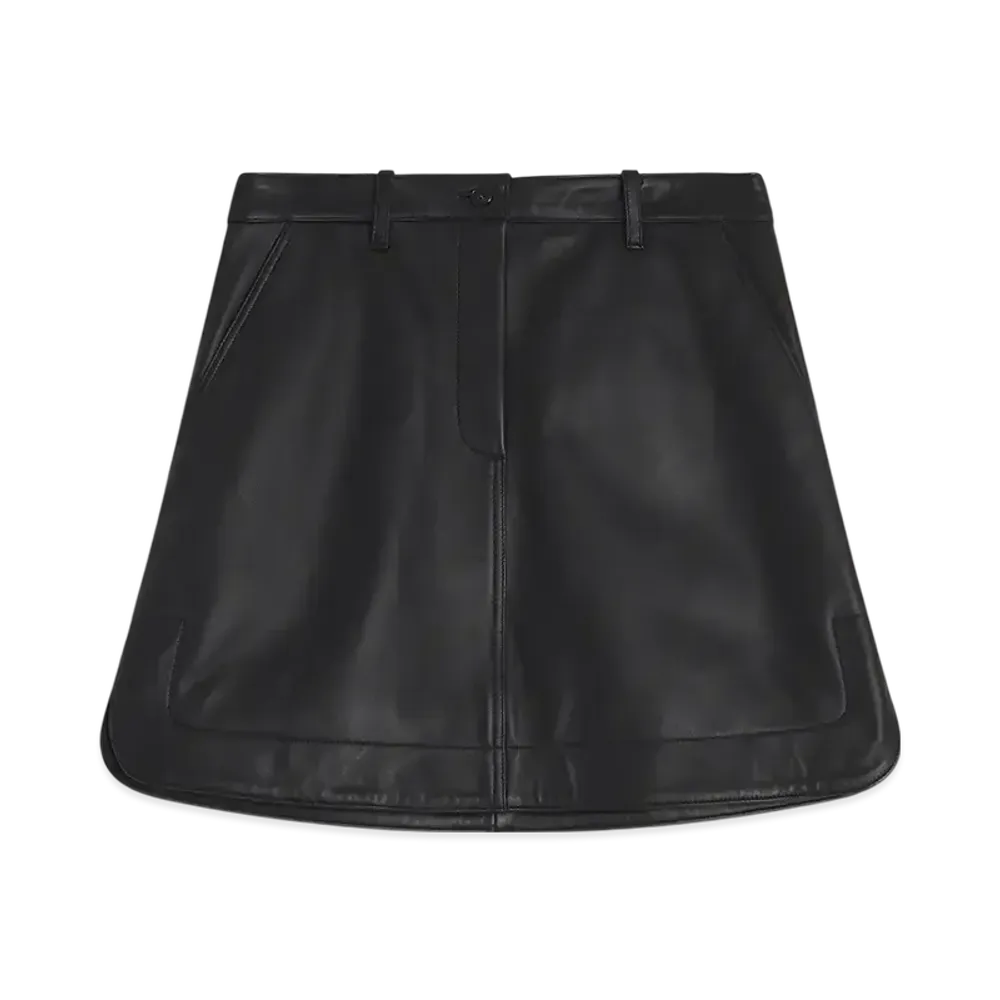 Maison Kitsune Round Leather Skirt "Black"