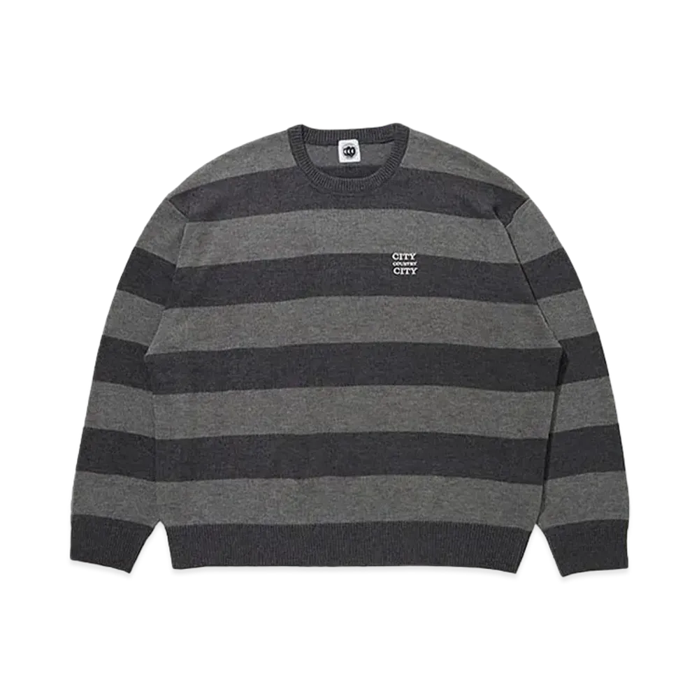 CITY COUNTRY CITY EMBROIDERED LOGO BORDER KNIT "C GRAY x GRAY"
