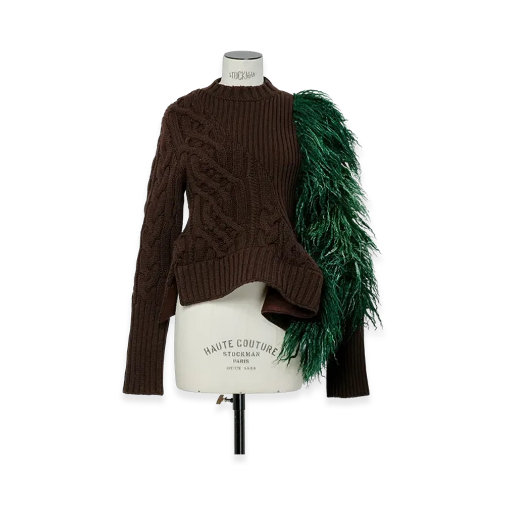 sacai Wool Hairy Knit Pullover "Green/Brown"