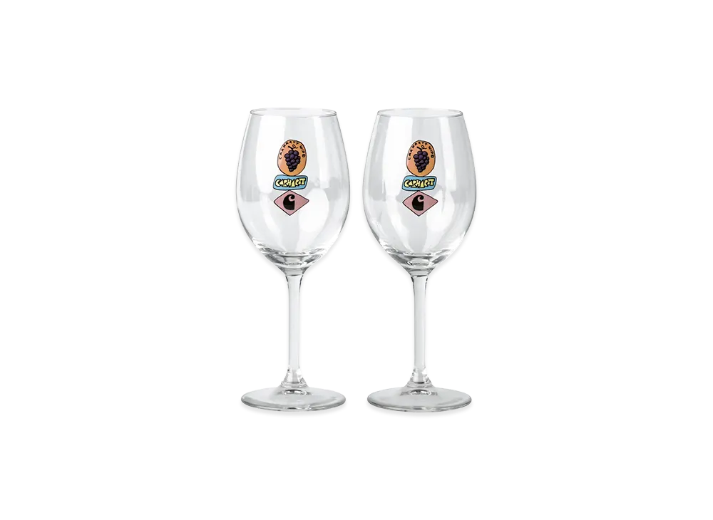 Carhartt WIP Stacked Grapes Wine Glass Set "Clear"