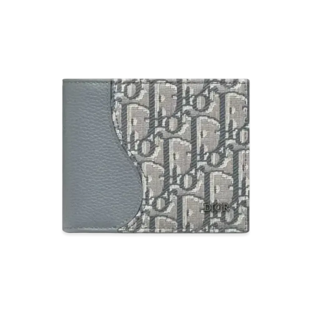 Dior Saddle Bifold Wallet Grained Calfskin Marquetry with Dior Oblique Jacquard "Deep Gray"