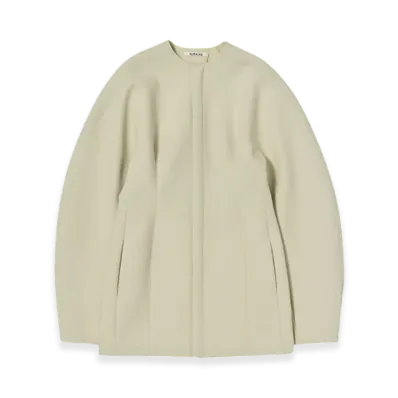 AURALEE Sponge Wool Twill Half Coat "Ivory"