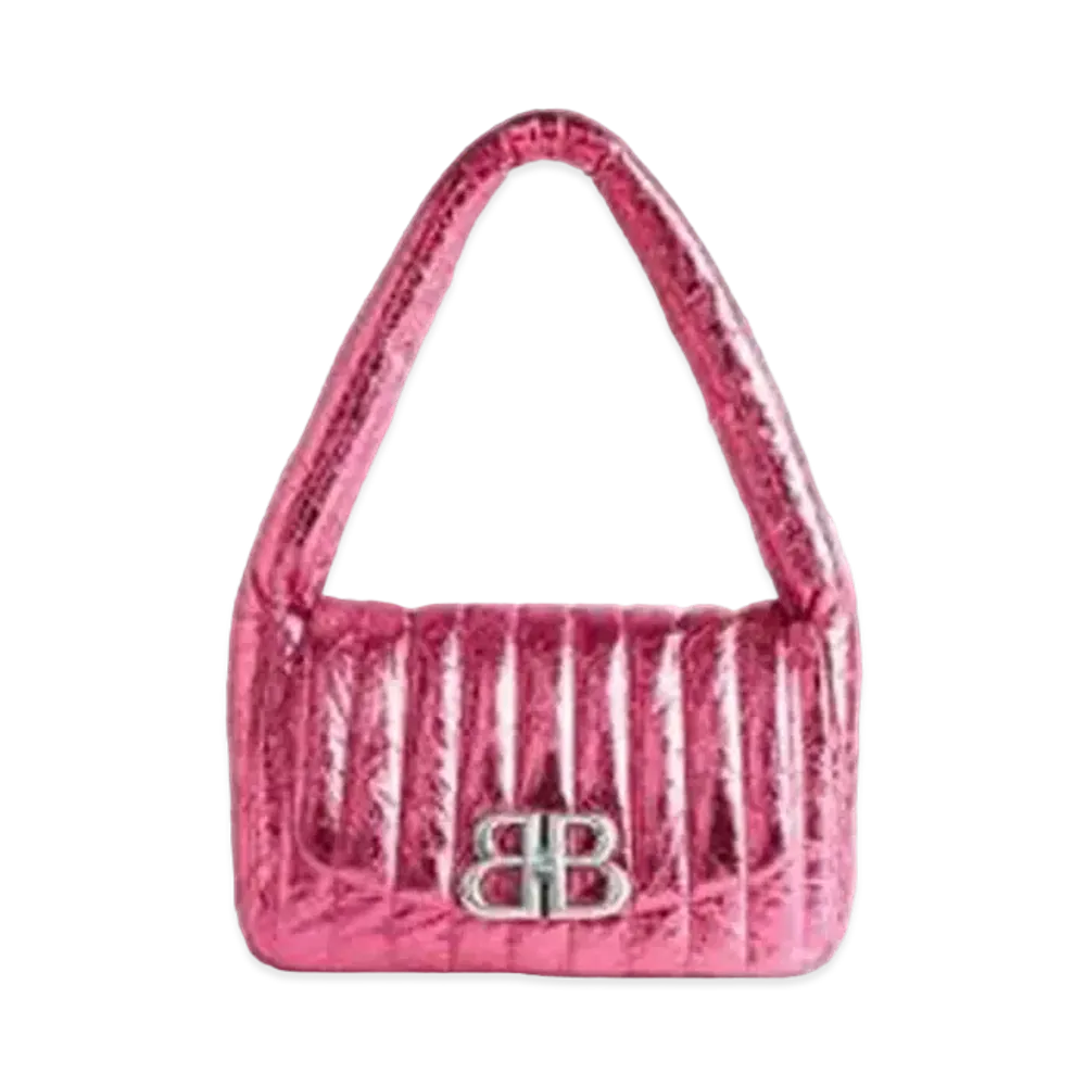 BALENCIAGA Monaco Small Sling Bag Metallized Quilted "Pink"