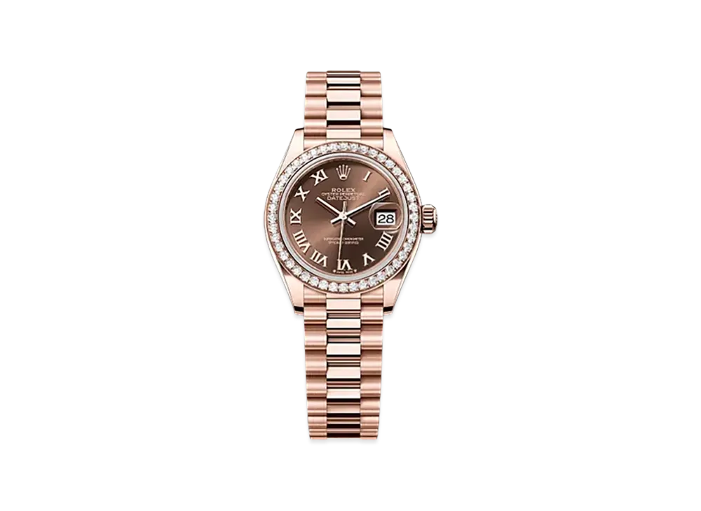 ROLEX Lady-Datejust 28mm Everose Gold Diamond 279135RBR "Chocolate"