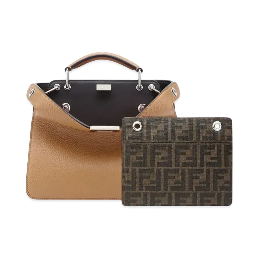 FENDI Peekaboo I See U Small Leather Bag "Beige"
