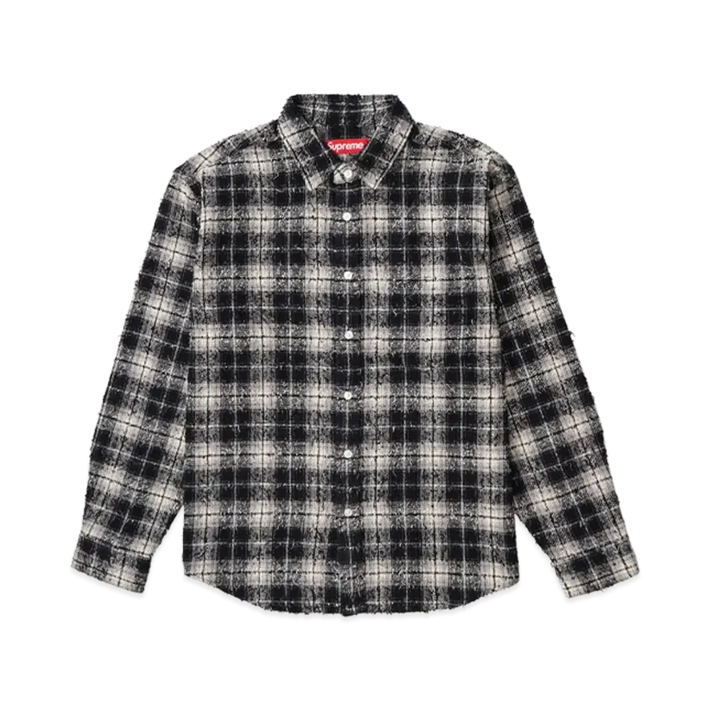 Supreme Frayed Textured Plaid Shirt "Black"