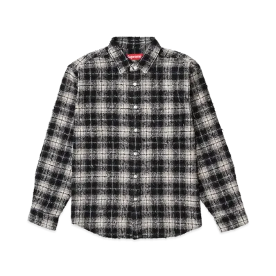 Supreme Frayed Textured Plaid Shirt "Black"