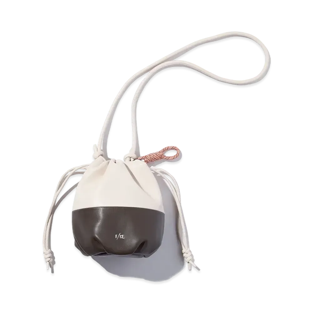 F/CE. Tech Leather Drawstring Pochette "Ivory"