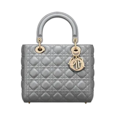 Dior Medium Lady Bag Pearlescent "Opaline Gray"