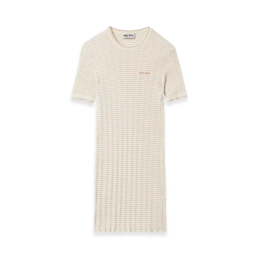 MIU MIU Cotton Dress "Ivory/Beige"
