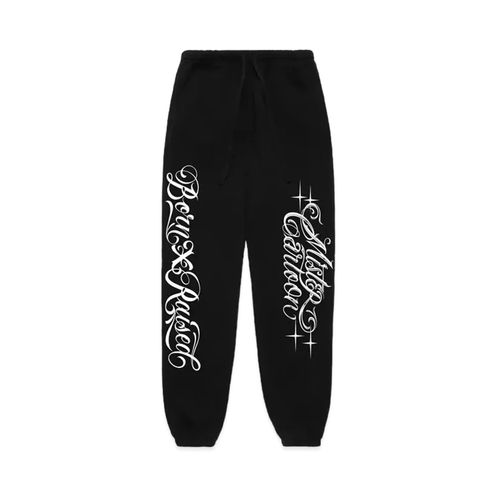 Born x Raised x Mister Cartoon Script Sweatpants "Black"