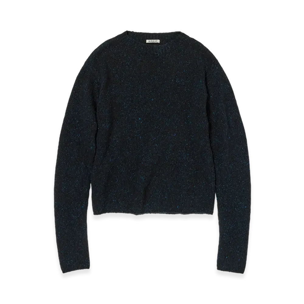 AURALEE Cashmere Melange Knit P/O "Top Navy Black"