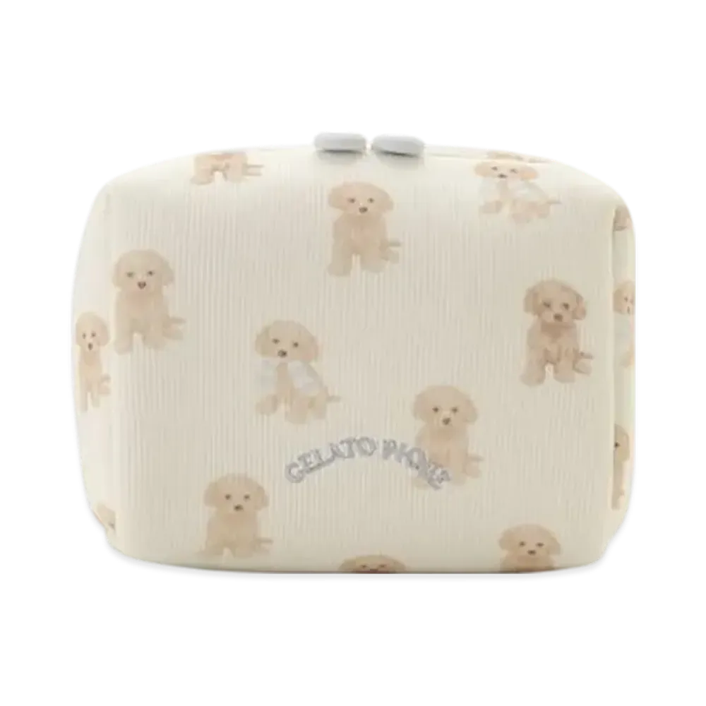 GELATO PIQUE Toy Poodle Pattern Square Pouch "Off White"