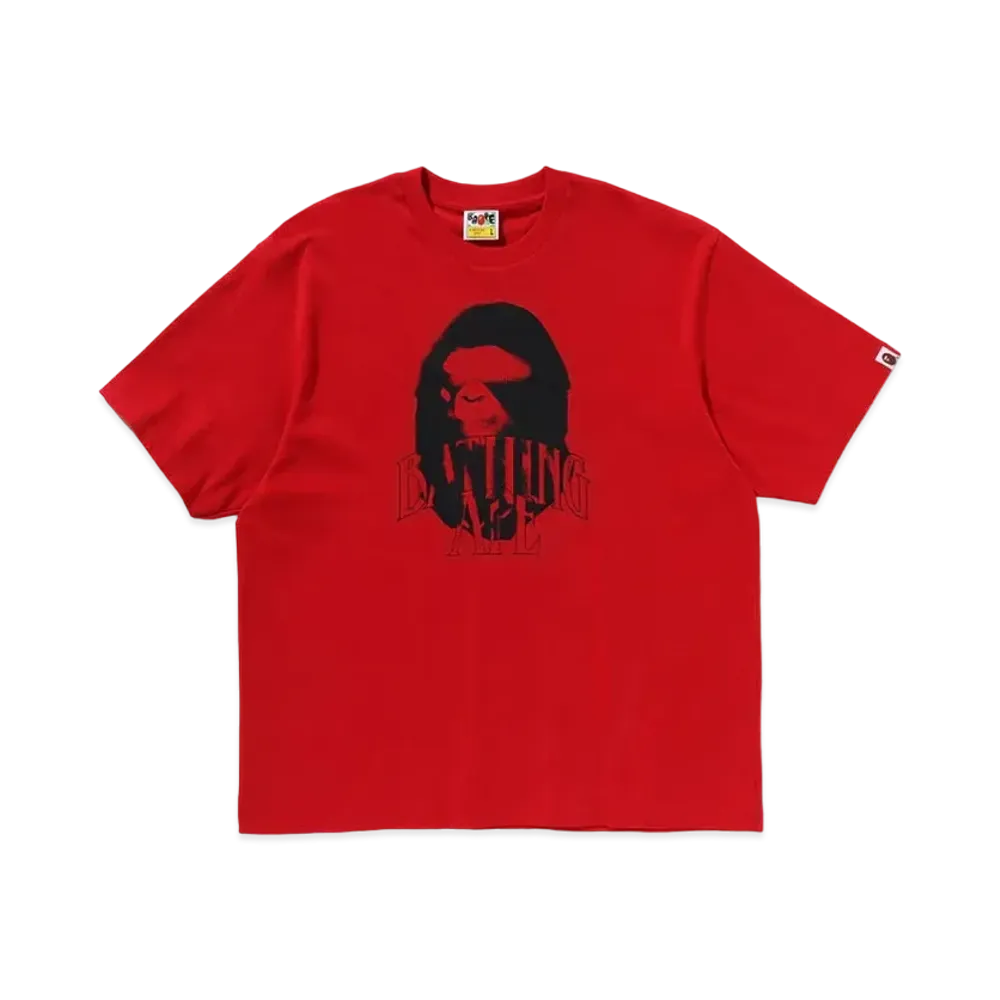 A BATHING APE Spray Print Logo Relaxed Fit Tee "Red"