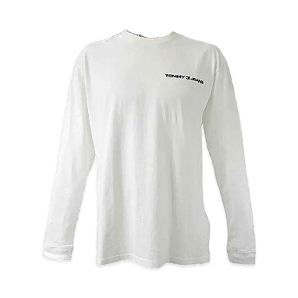 TOMMY JEANS Chest Logo Embroidery Long Sleeve T-Shirt "White"