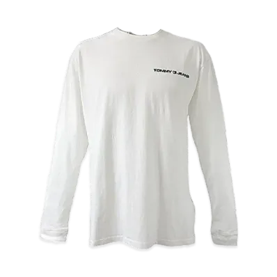 TOMMY JEANS Chest Logo Embroidery Long Sleeve T-Shirt "White"