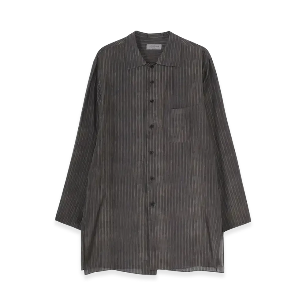 Yohji Yamamoto POUR HOMME Piece Unique/The Shop Ink Dyed ST Pattern Button Collar Blouse "Brown"