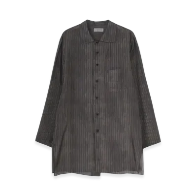 Yohji Yamamoto POUR HOMME Piece Unique/The Shop Ink Dyed ST Pattern Button Collar Blouse "Brown"