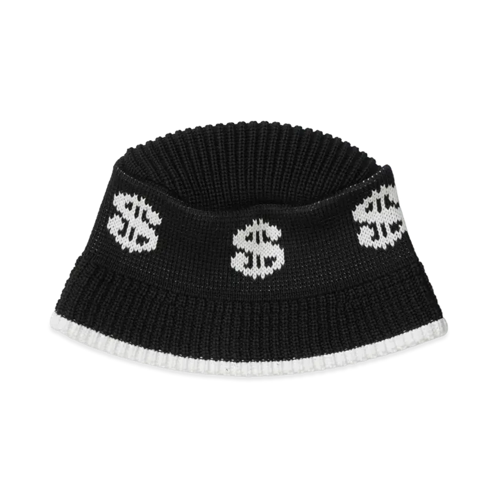 BlackEyePatch Dollar Sign Knitted Bucket Hat "Black"