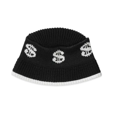 BlackEyePatch Dollar Sign Knitted Bucket Hat "Black"