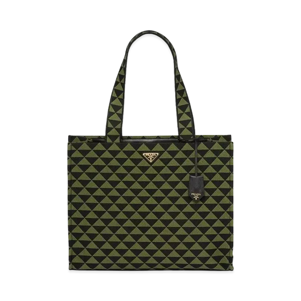 PRADA Symbole Embroidered Fabric Bag "Black/Ivy Green"