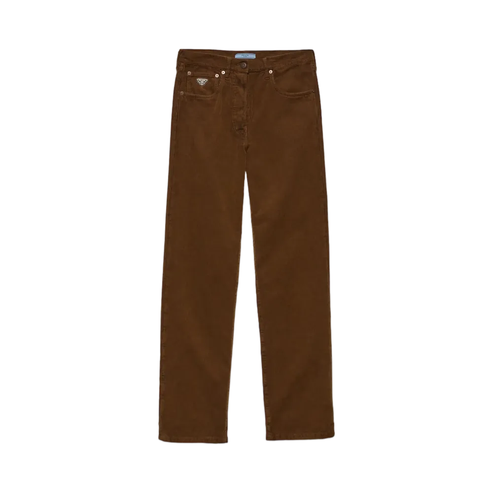 PRADA Women's Wide-Legged Corduroy Pants "Camel"